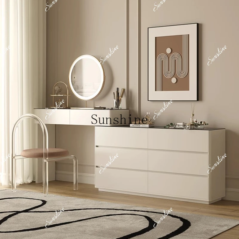 Bedroom solid wood dresser chest integrated cream wind bed tail ultra-thin small apartment simple modern makeup table  FT