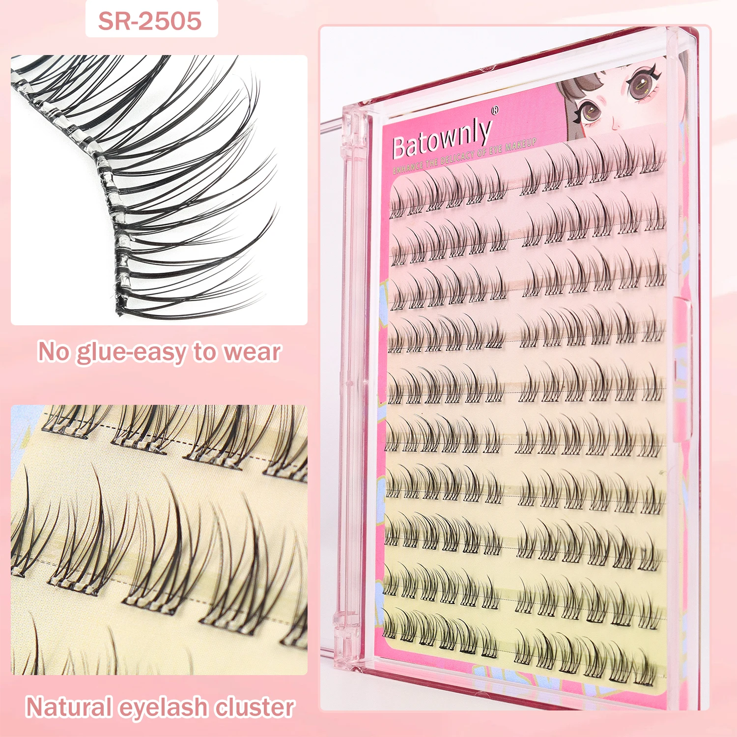 120Pcs Self-adhesive Cluster Sunflower Single Cluster DIY False Eyelashes Natural Trilogy Glue Free False Eyelashes with Tweezer