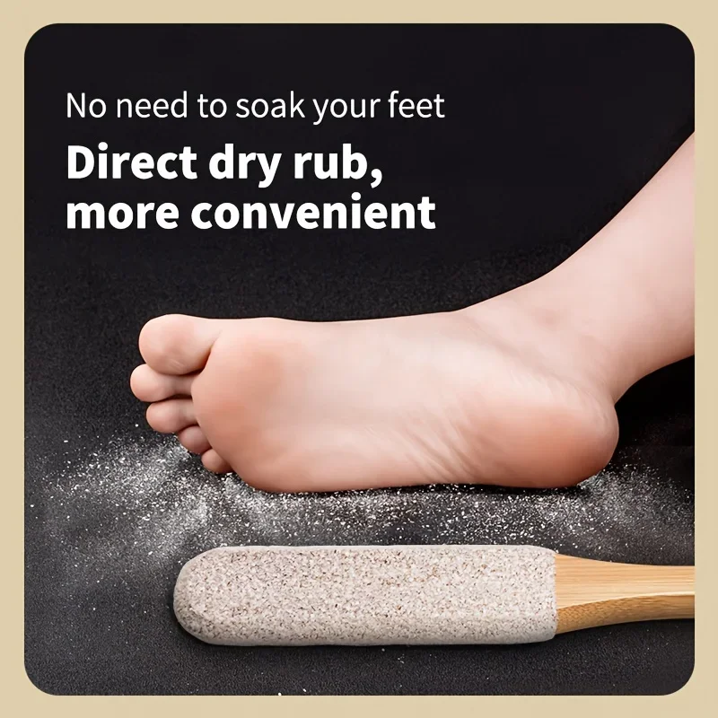 

Bamboo Handle Foot File 360° Natural Pumice Stone Exfoliator Professional Pedicure Tool for Callus Removal Dead Skin Foot Scrubb