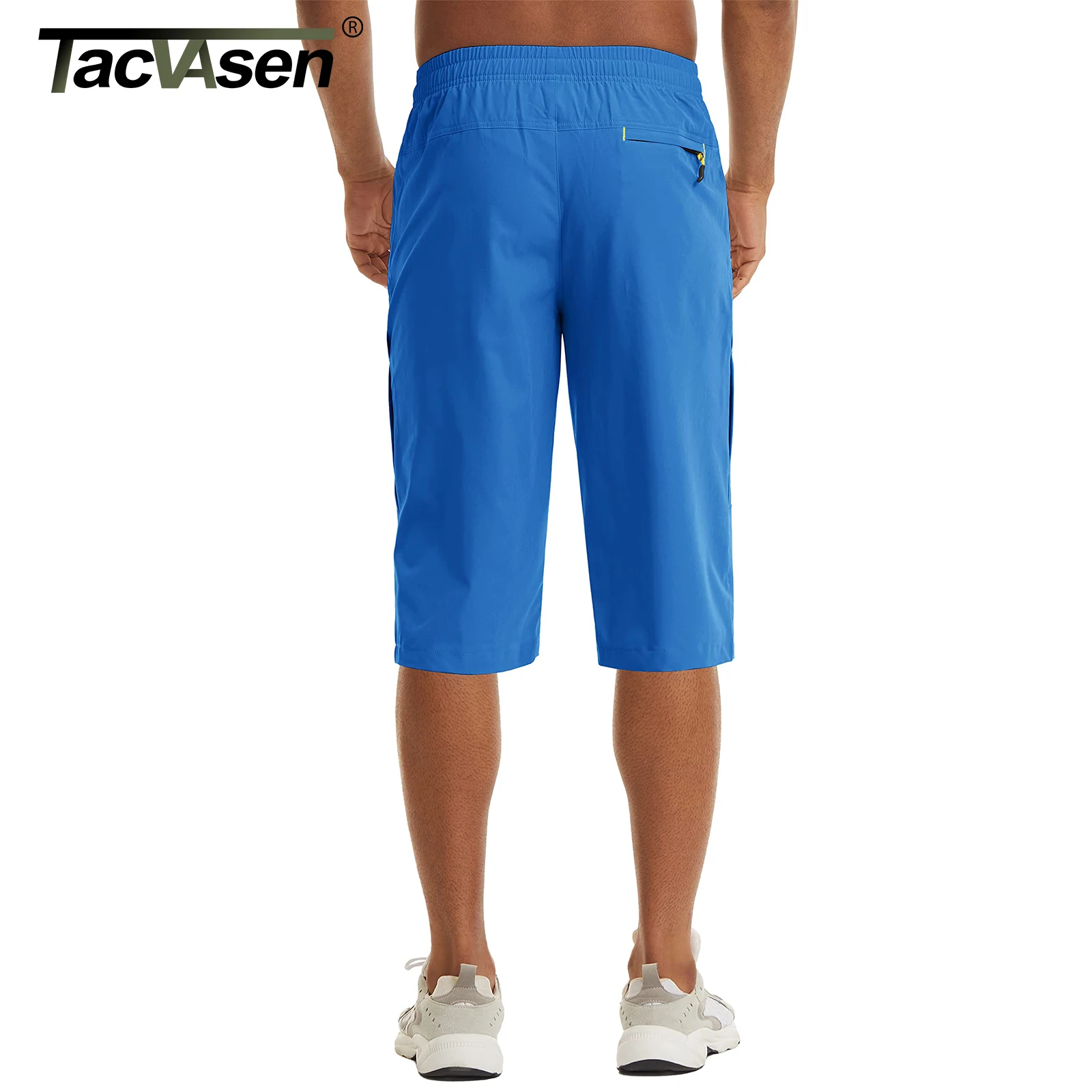 Men’s Capri Quick Dry Water Resistant Stretch Elastic Waist Shorts Lightweight Breathable Hiking Golf Pants with Zipper Pockets