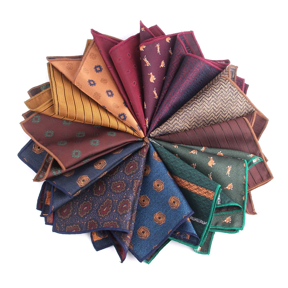 Polyester Woven Handkerchiefs Men\'s Pocket Squares for Elegant Styling Classic Gentleman Suit Accessories