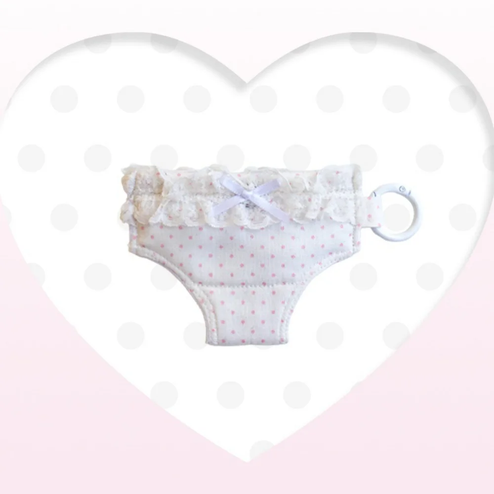 Subcultural Polka Dot Lace Creative Funny Underwear KeyChain Ins Style Posing Props ID Bag Storage Card Sleeve Hanging Small Bag
