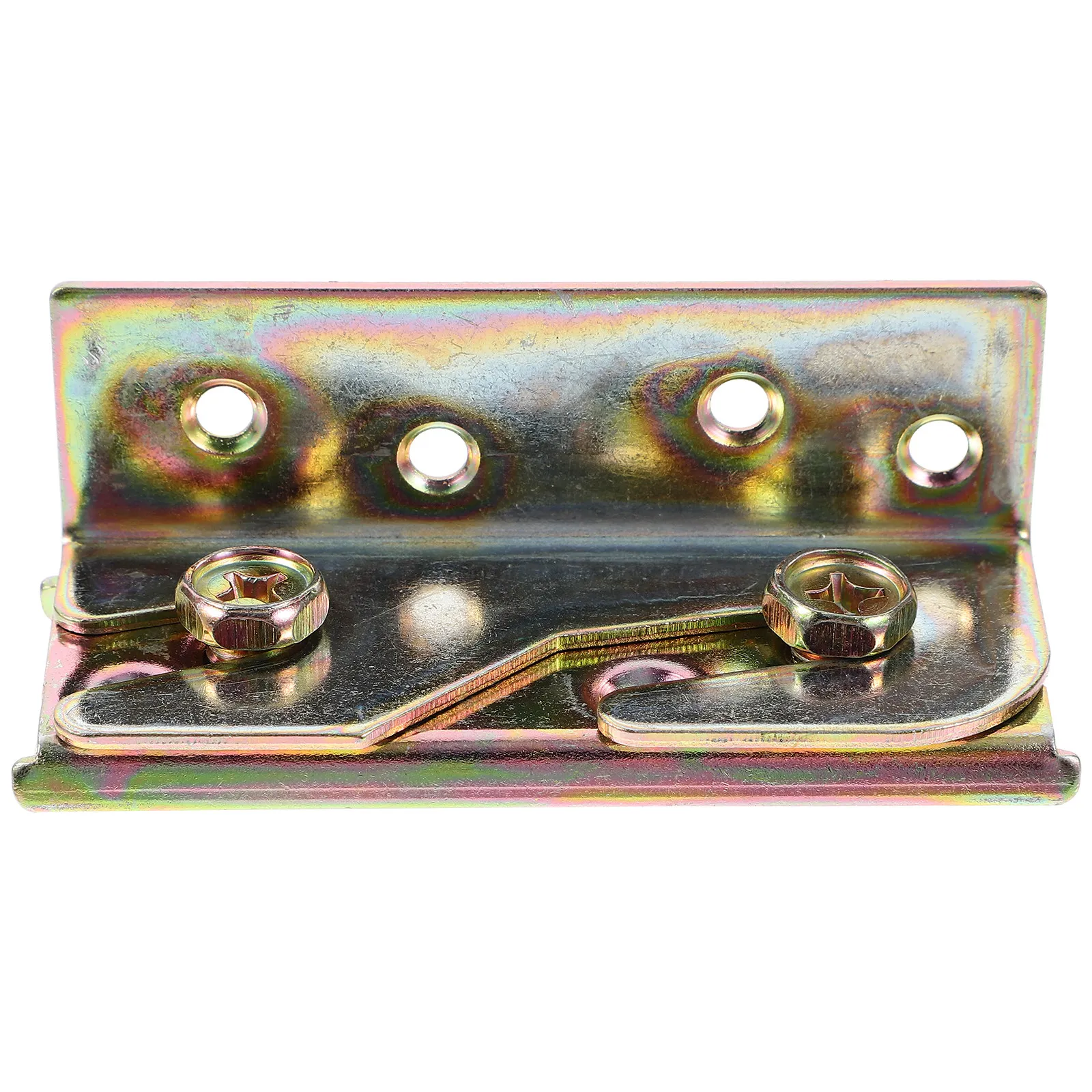 4Pcs Bed Rail Bracket Thickened Yellow Zinc Plated Snap Connectors for Universal Wood Bed Frames Headboards Footboards Rust