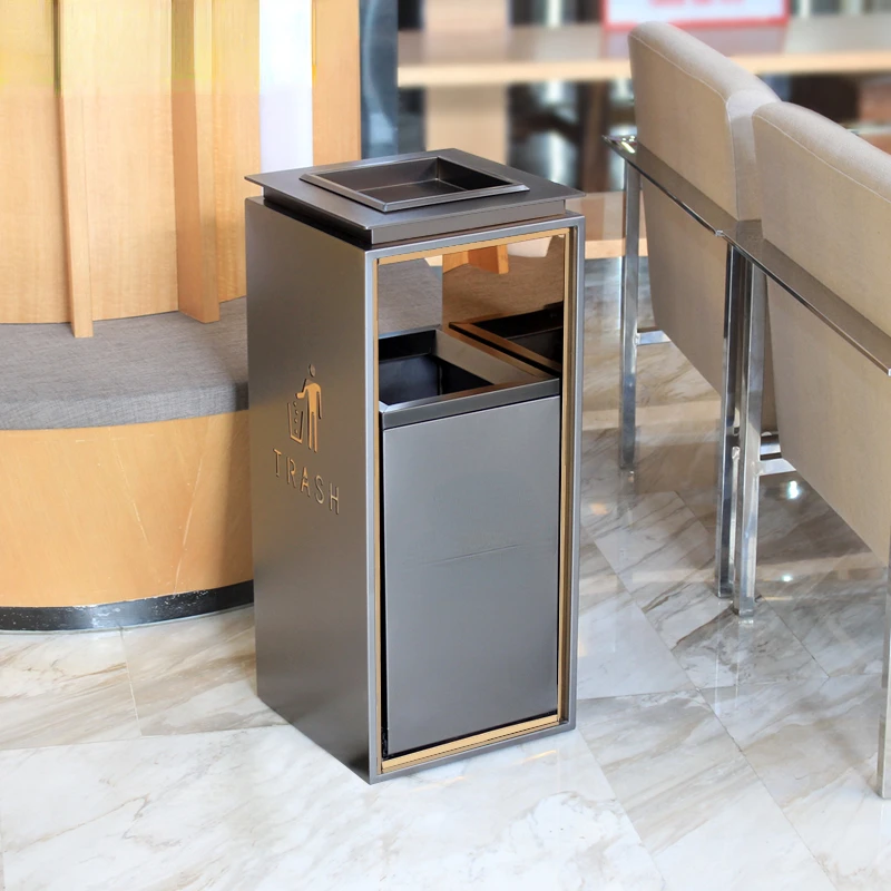 Stainless Steel Hotel Lobby Trash Can Shopping Mall Sales Department Elevator Entrance Corridor Vertical Commercial Ash Bucket