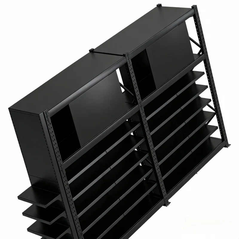 custom.Heavy Duty Black Metal Storage Shelf with Adjustable Racks