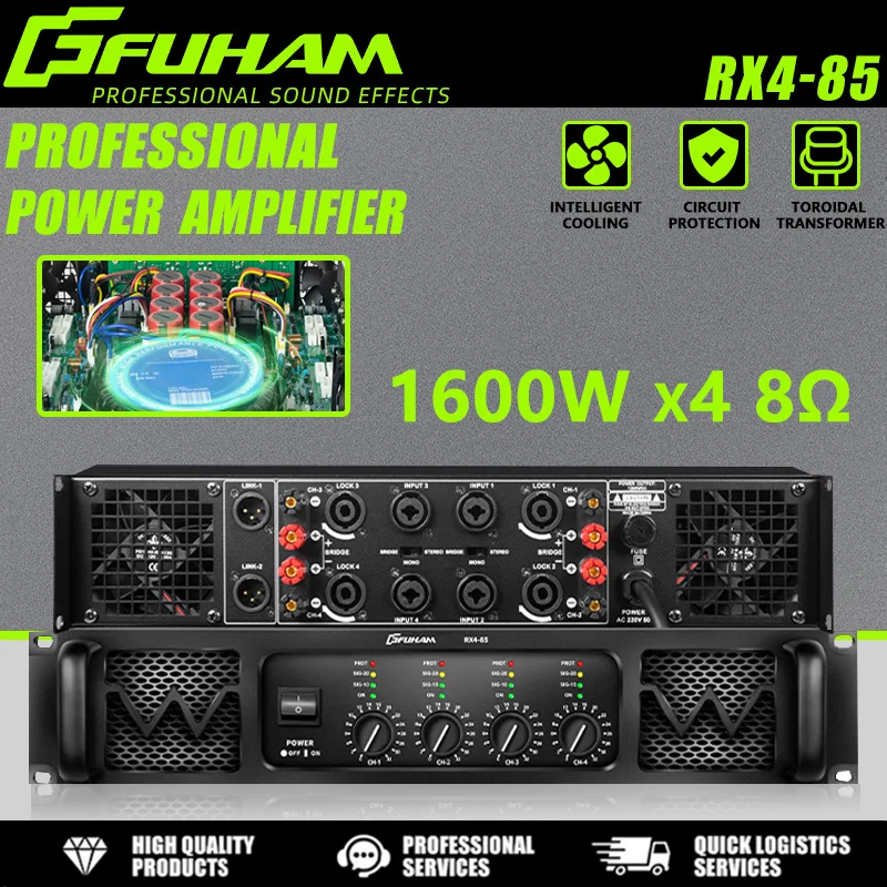 FUHAM RX4-85 Professional Power Amplifier 1600W*4 Channel Audio DJ Subwoofer Pre-Amplifier TD Class Line Array Speaker Amplifier
