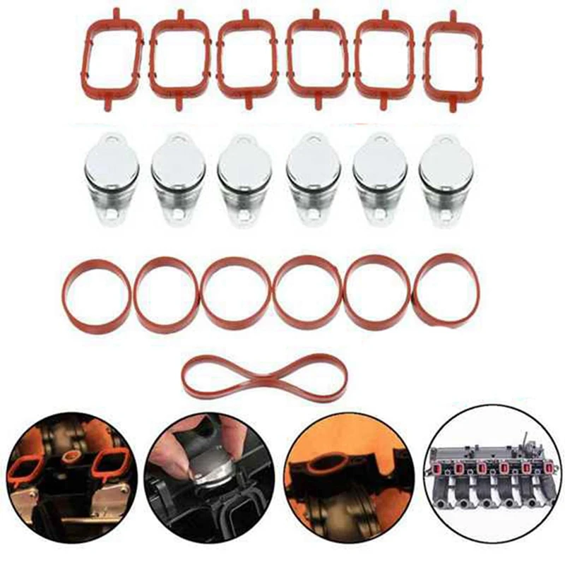 19PCS Car Intake Manifold Blind Plugs&Gasket Kit 11612246945 For BMW 525D 530D 535D X3 X5 X6 M47 M57N Elring 1617790198 Parts