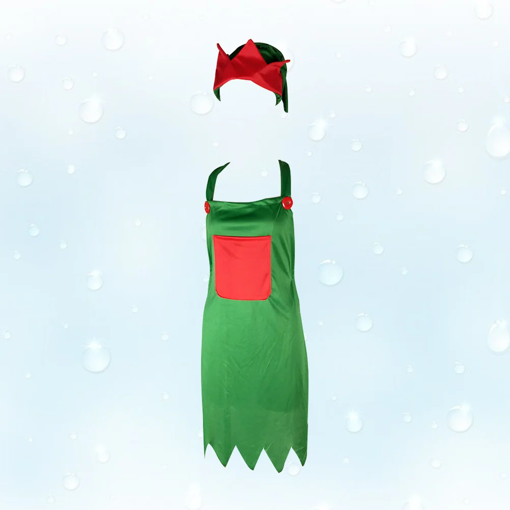 Christmas Themed Apron Hat Set Kitchen Restaurant Servants Dinner Aprons Festive Party Decorations christmas apron