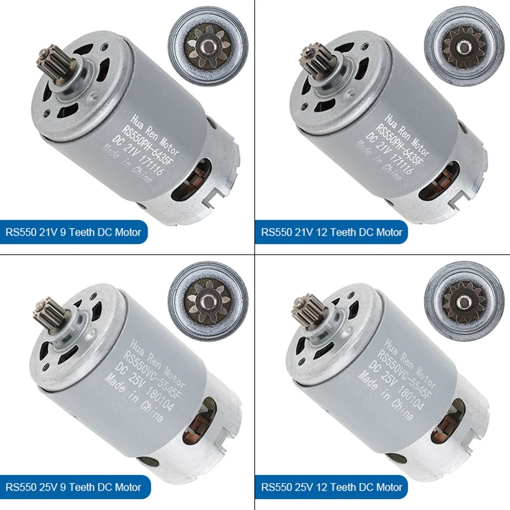 BHBL RS550 12V 19500 RPM DC Motor with Two-Speed 11 Teeth and High Torque for Electric Drill/Screwdriver
