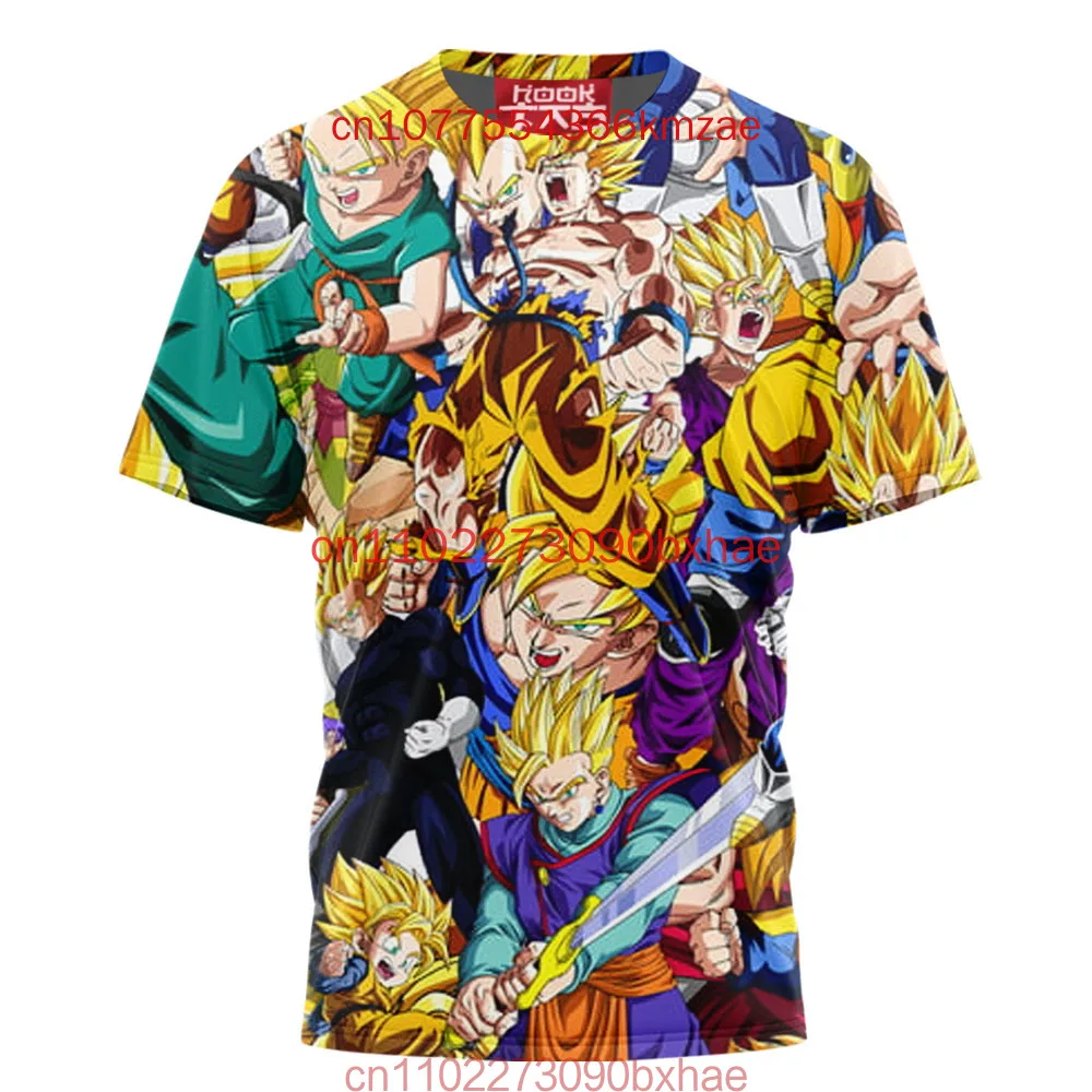 2025 جديد الرجال قصيرة الأكمام تي شيرت ثلاثية الأبعاد مطبوعة لعبة دراغون بول تأثيري الملابس الشارع موضة الأطفال تي شيرت كامل