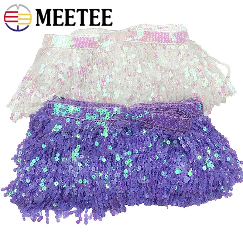 

2/4Yards Meetee 15cm Sequin Tassel Lace Fabric Fringe Trim Ribbon DIY Handmade Dance Performance Dresses Decoration Accessories