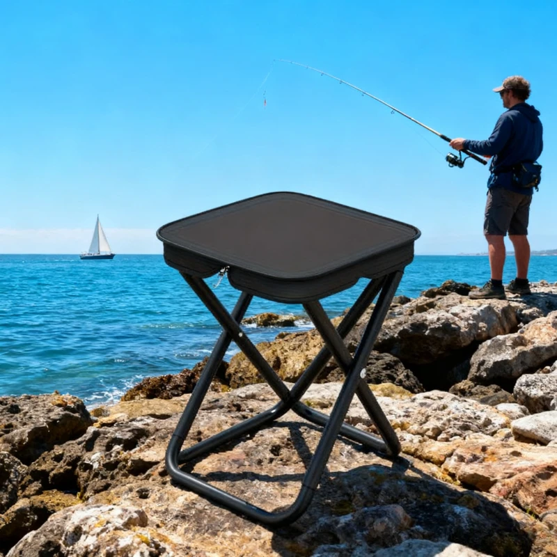 Compact Folding Metal Stool Portable Outdoor Chair with Zipper Bag for Camping Fishing Picnic Travel Hiking