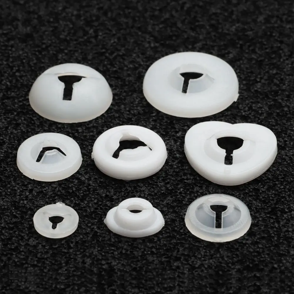 100Pcs/Bag White Round Gaskets Washers Plastic Safety Eyes Doll Nose Washers Doll Animal Toys DIY Craft Accessories 8 Sizes