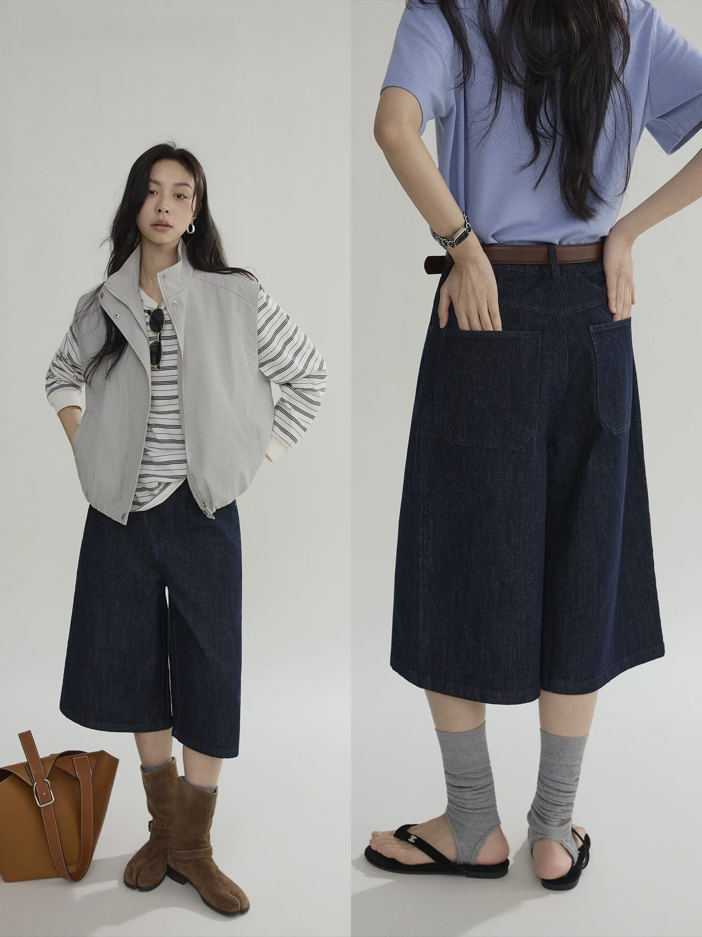 

Joli Choose Vintage Blue Lazy Style Loose High Waist Jeans Women's Wide Leg Pants Spring Fashion Ladies Cotton Denim