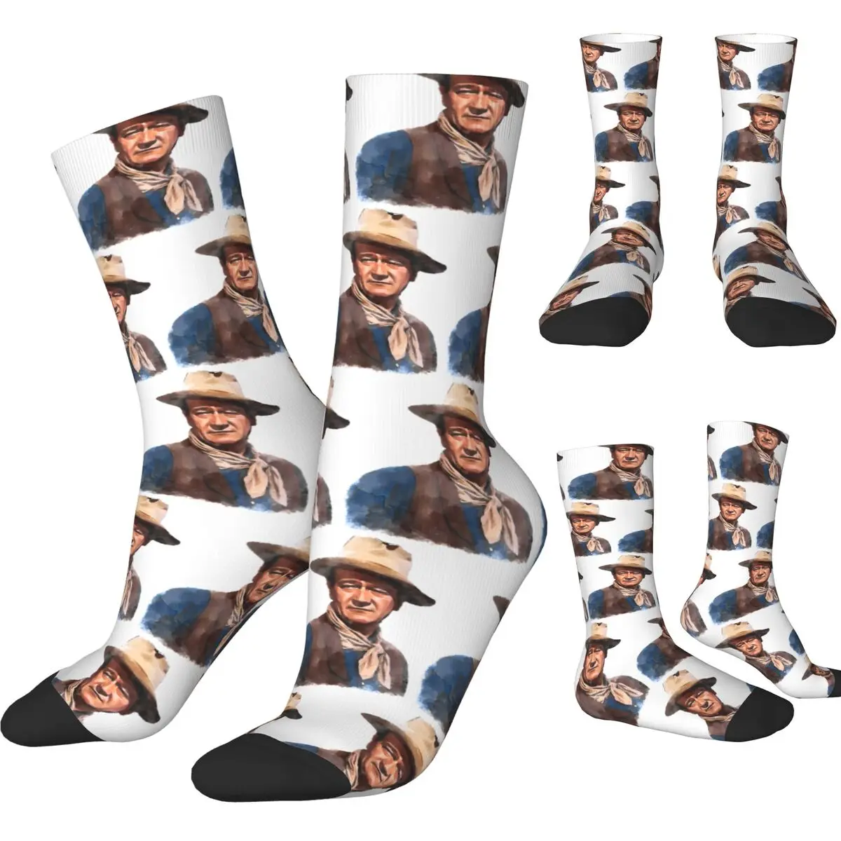 John Wayne The Dukes Socks Watercolor Funny Stockings Adults Men Soft Breathable Running Socks Autumn Graphic Non Slip Socks