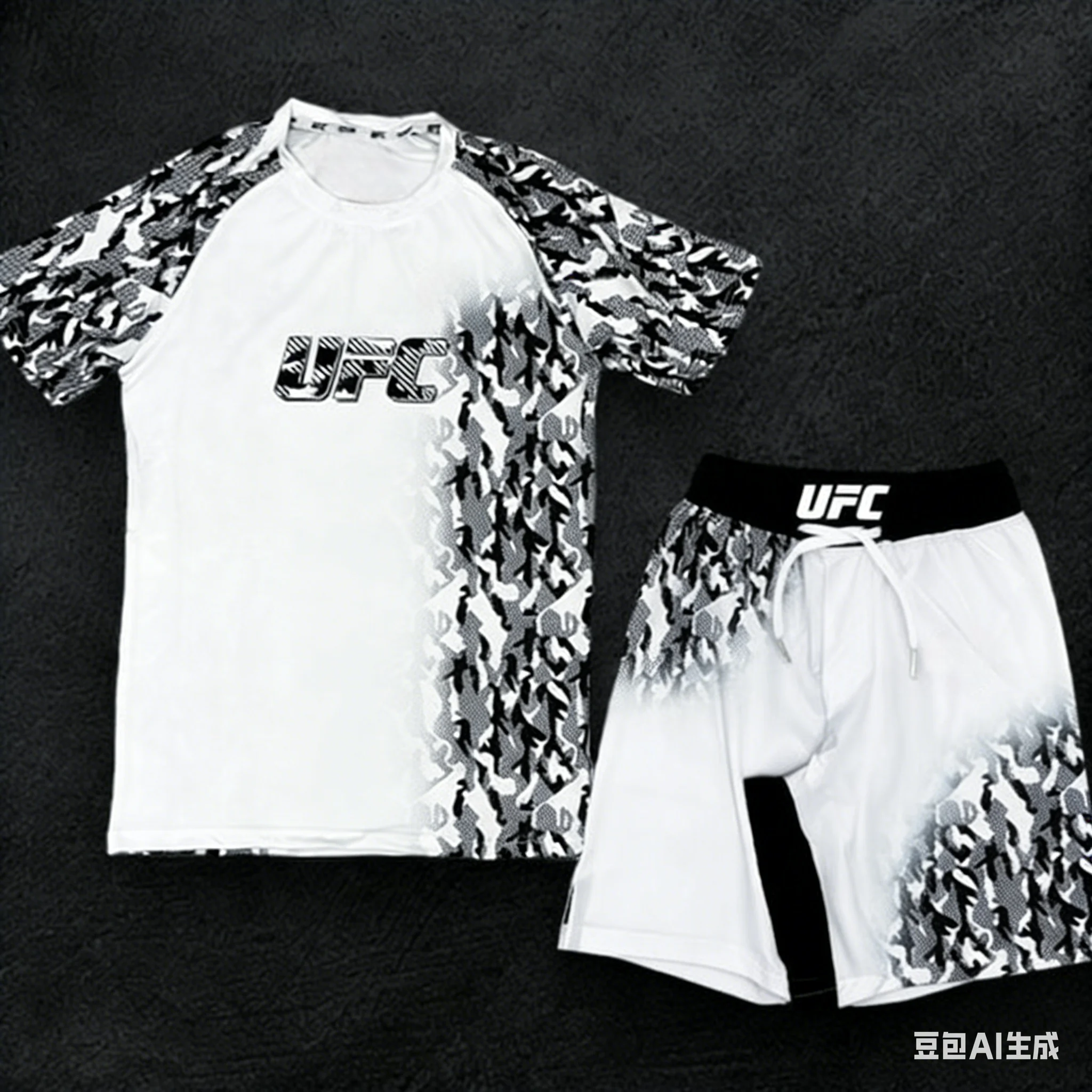 The New UFC Wrestler T-shirt and Shorts Set, A Breathable Sports Wrestling Training Sweat-absorbing Cover for Both Men and Women