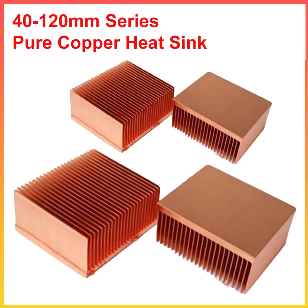 1pcs Pure Copper Heat Sink 40-120mm Series Non Hole DIY Radiator Semiconductor Laser Chip Cooling Radiator Module