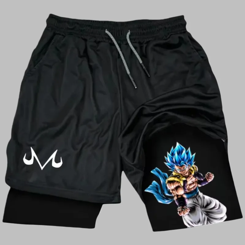 Anime Themed Men's 2-in-1 Compression Shorts, Quick Dry for Sports Training & Intense Workout