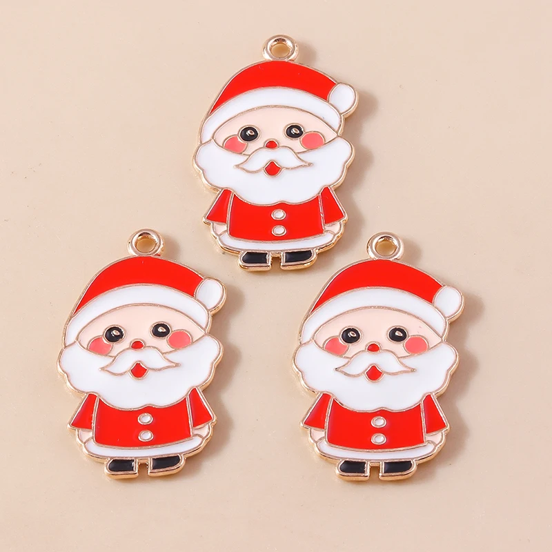 20 Stück 17x29mm Cartoon Emaille Weihnachtsmann Anhänger für Schmuckherstellung, Ohrhänger, Halsketten, DIY Bastelbedarf – Detail 3