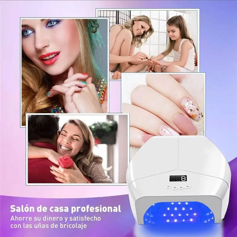 A005-Quick Curing Dryer For Gel Polish UV Nail Lamp Reflective Stainless Steel Metal Base A US Plug