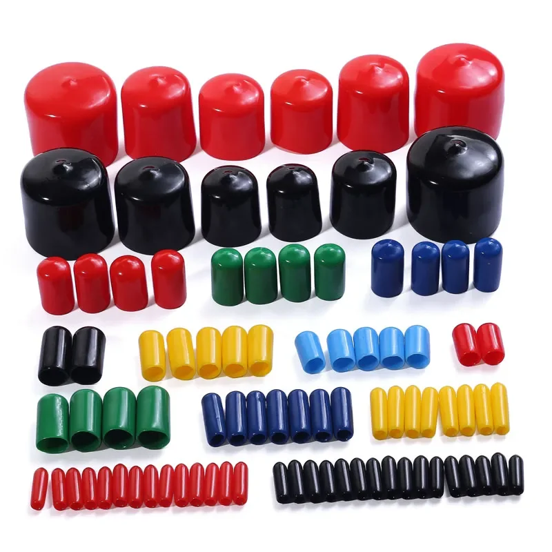 Pvc Soft Sheath Rubber End Caps Cover Silicone Cap Black Sleeve Seals Cable Wire 3mm 4mm 5mm 6mm 8mm 10mm 12MM Plastic Thread