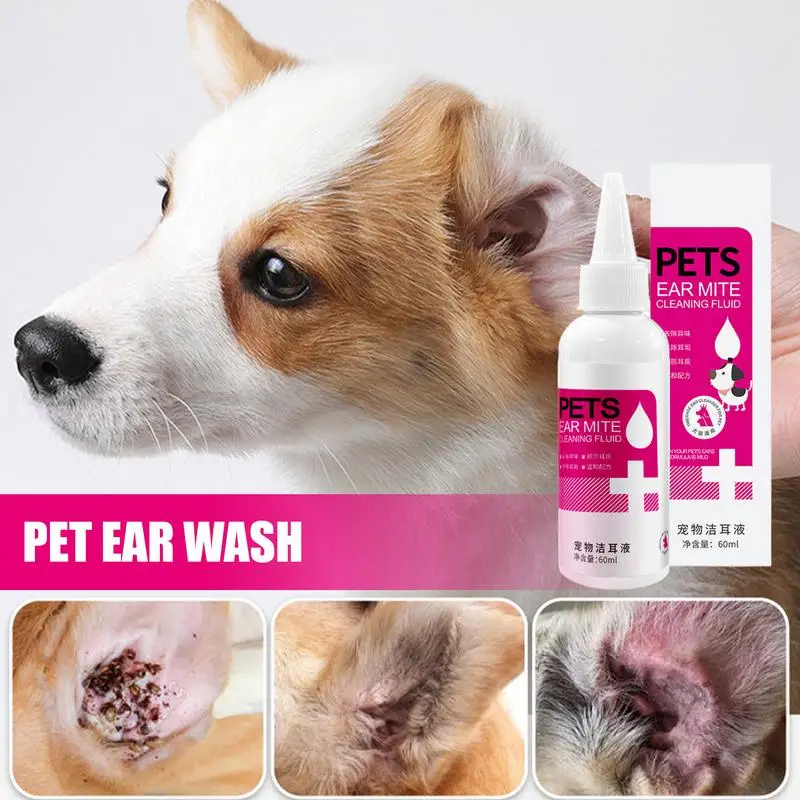 Ear Rinse For Dogs 60ml Natural Liquid Soothe Pet Cat Dog Ear Home And Travel Use Daily Pet Skin Care Ear Stain Removal Liquid