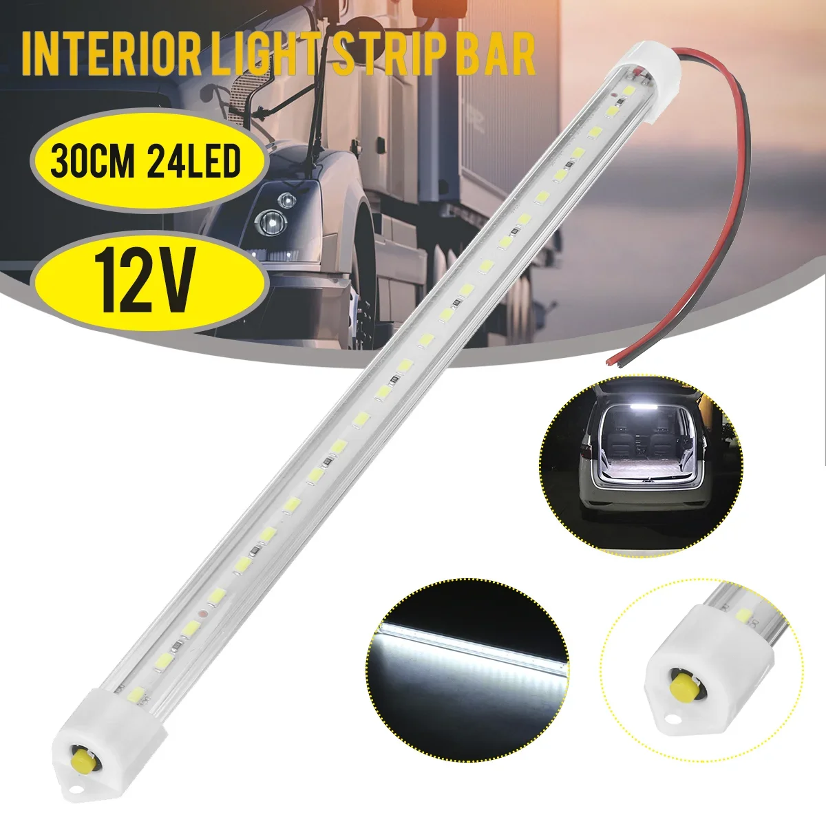 

1pcs 12V LED Car Interior Light Bar Bright White Light Tube Switch for RV Camper Boat Van Lorry Truck Caravan