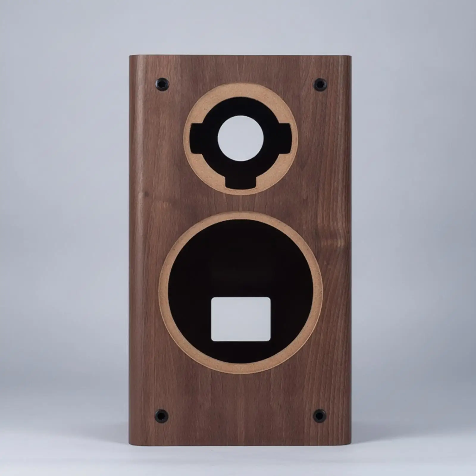 Passive Speaker Cabinet | Walnut Wood-Grain Finish, two Driver Cutouts, DIY Speaker Enclosure, for Listening Rooms