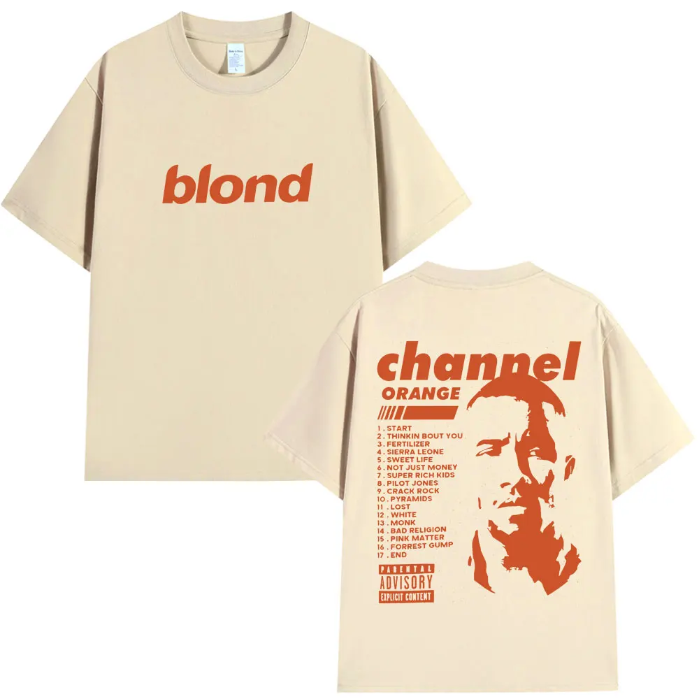Rapper Frank Channel Orange T Shirt Men Women Hip Hop Blond Ocean Album T-Shirts Y2k Fashion Oversized Cotton T-shirt Streetwear