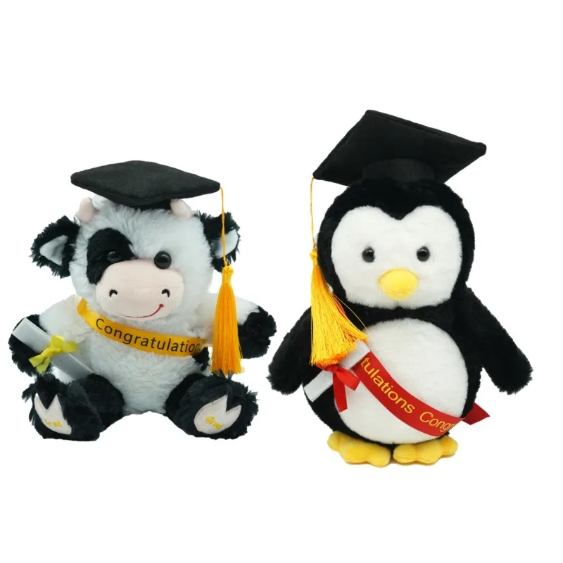

2026 New Graduation Season Gift Dr.Niu And Dr.Penguin Plush Toy Set Cute Soft Stuffed Animal Dolls Collectible Gift