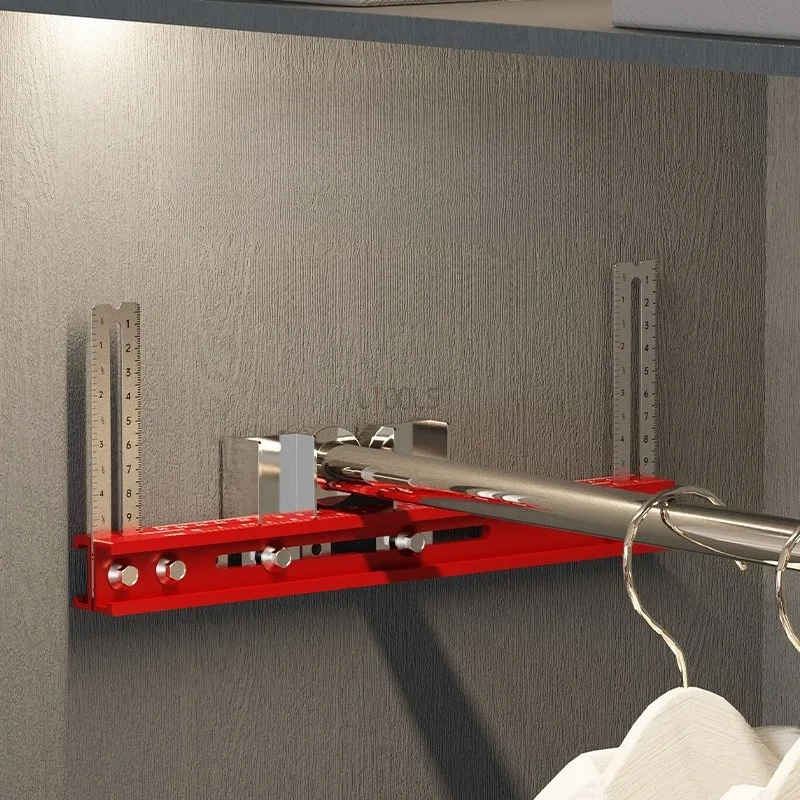 

Wardrobe Hanger Positioning Straightedge Aluminum Alloy Drilling Locator Precise Doublescale Ruler Woodworking Installation Tool