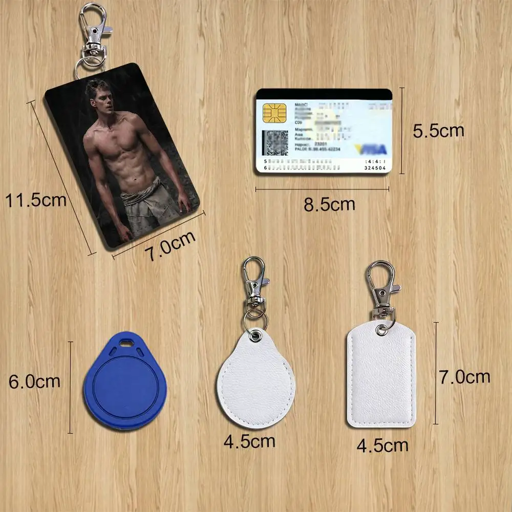 Muscle cool Bill Skarsgard Card Holder Keychain Key Ring Door Lock Access Protective Case For Security Gift