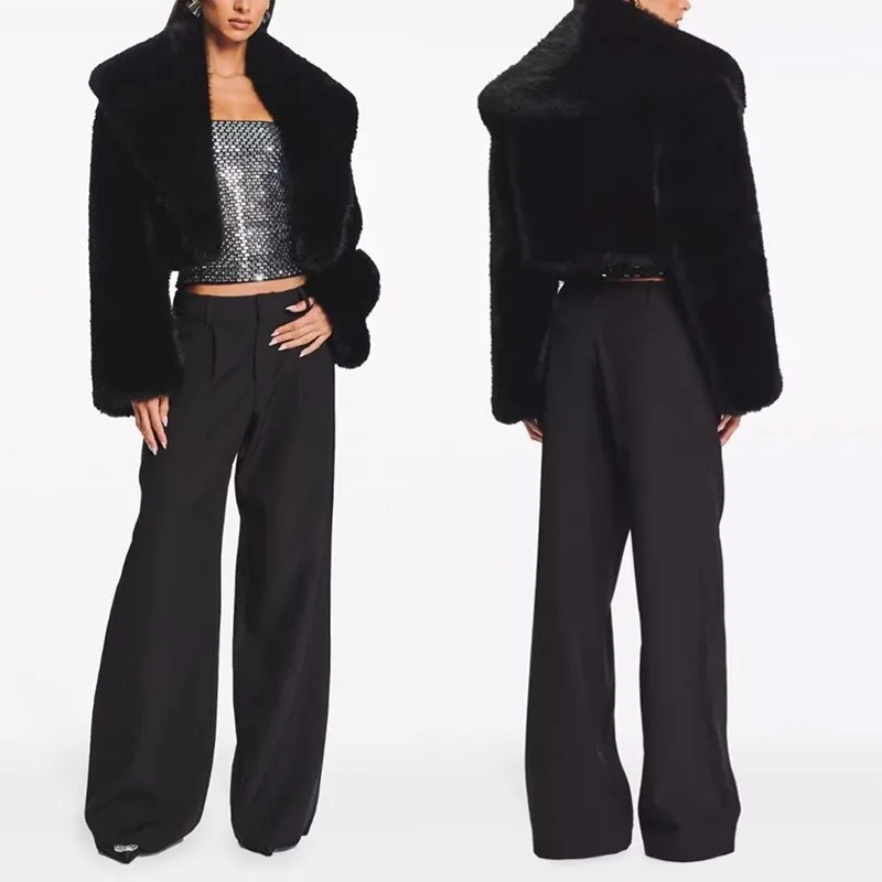 

2025 European American New Imitation Fur Short Coat Fashionable Versatile Fur Coat Women's Long-sleeved Spot Wholesale Comfort