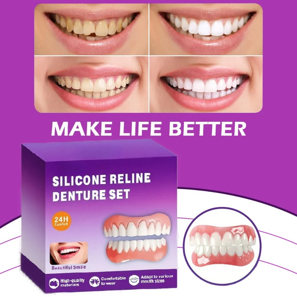 Silicone dentures adhesive realistic temporary denture set smile denture gel kit