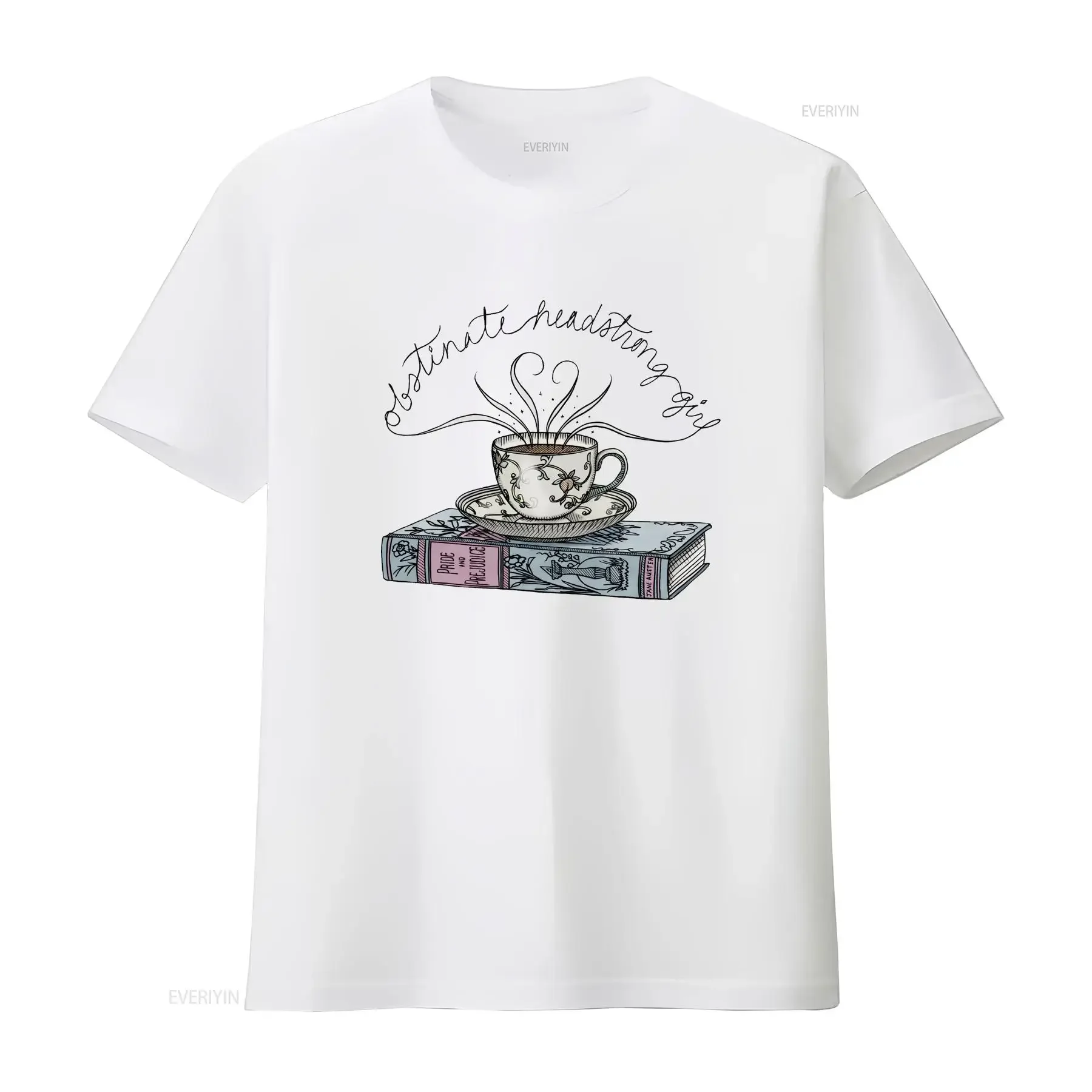 Obstinate Headstrong Girl Book T Shirt Pride Prejudice Jane Austen Classic vintage Washed designer clothes Versatile Casual