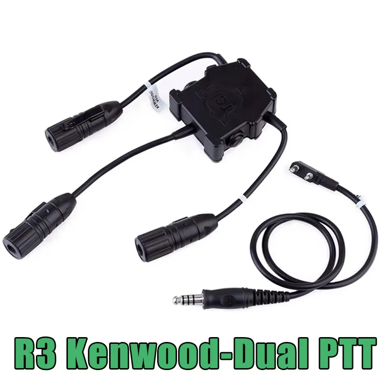 WADSN Airsoft R.3 U series Dual PTT Headset Kenwood Huning Tactical Headphone Baofeng Walkie Talkie Connector Push To Talk Devic