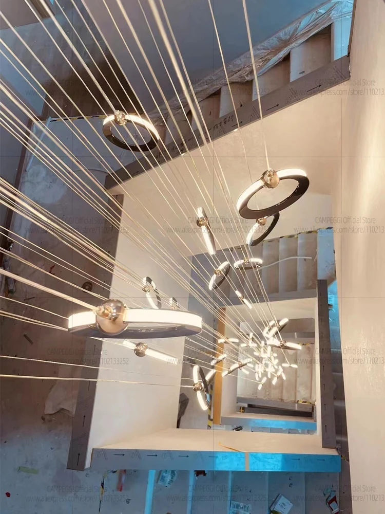 Modern Designer Luxury Staircase Chandelier Suitable For Villa Living Room Duplex Atticv Pendent  Hotel Lobby Indoor Lighting