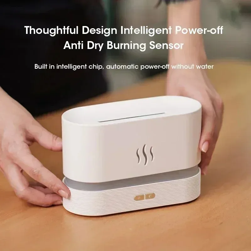 Flame Effect Smart USB Aroma Diffuser Humidifier with LED Night Light for Home Office Desktop Creative Gift