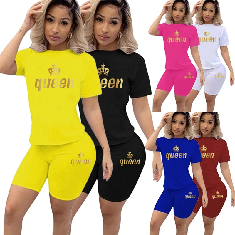 Summer Office Sexy Outfits Women 2pc Set Lady Print Casual O Neck Short Sleeve T-shirt Street Pullovers Holiday Slim Shorts 2024