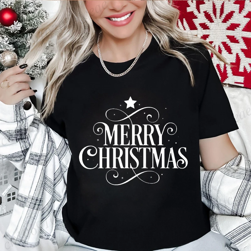 

Women's Tee T-Shirts Funny Merry Christmas Santa Print Top Fashion New Year Holiday T Shirt Fashion Leisure Clothing Streetwear