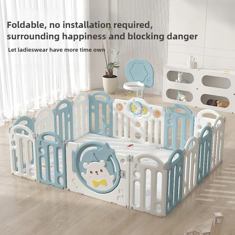 

Baby Playpen with Foldable Design Indoor Safety Activity Center Large Toddler Play Yard Gate Non Slip Infant Fence for Floor