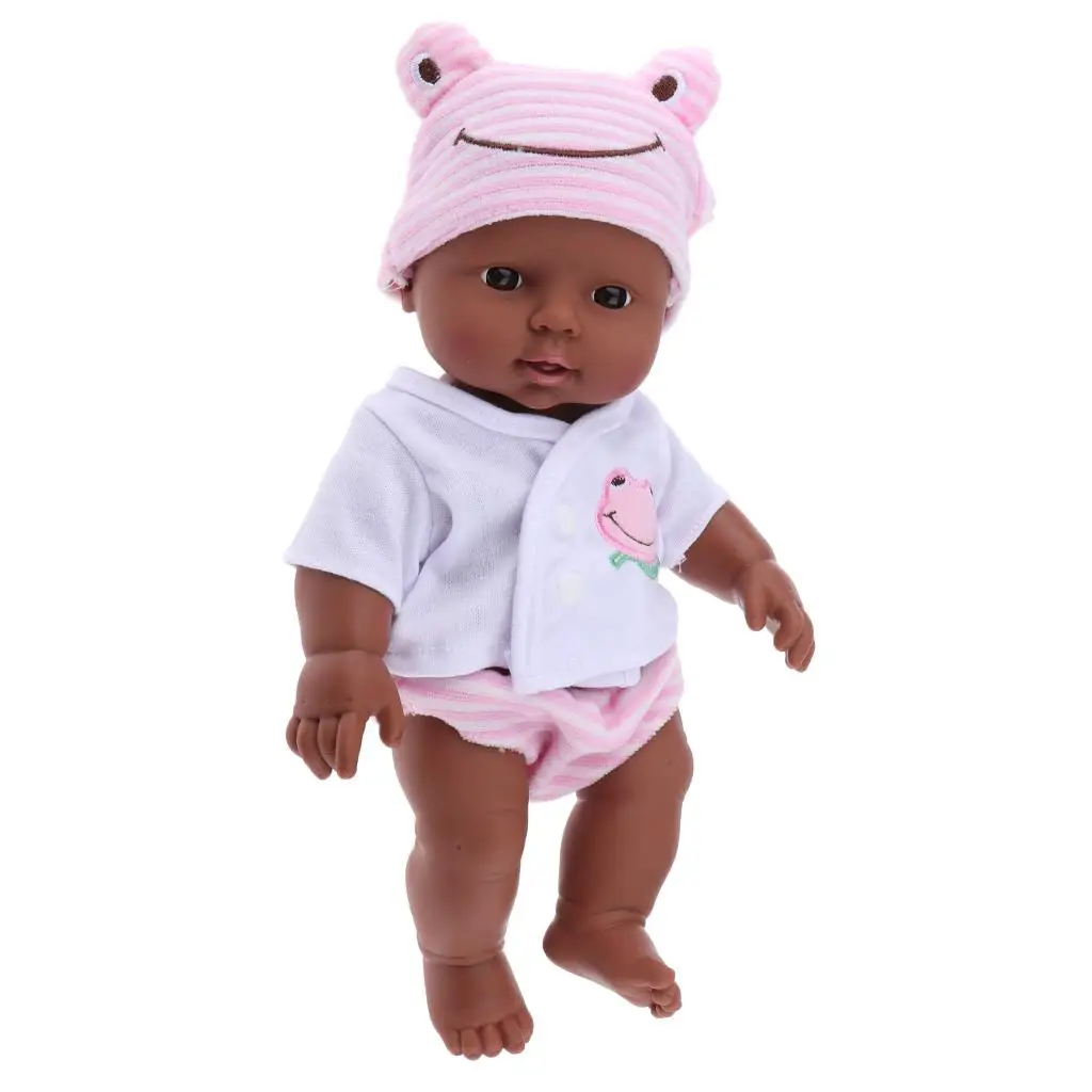 Lifelike African Baby Doll 30cm Soft Vinyl Model for Learning Early Education Children Toy