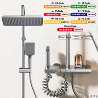 Space Aluminum Shower Set Digital Display Shower High Pressure Piano Button With Ambient Light Bathroom Faucets Shower Head Sets
