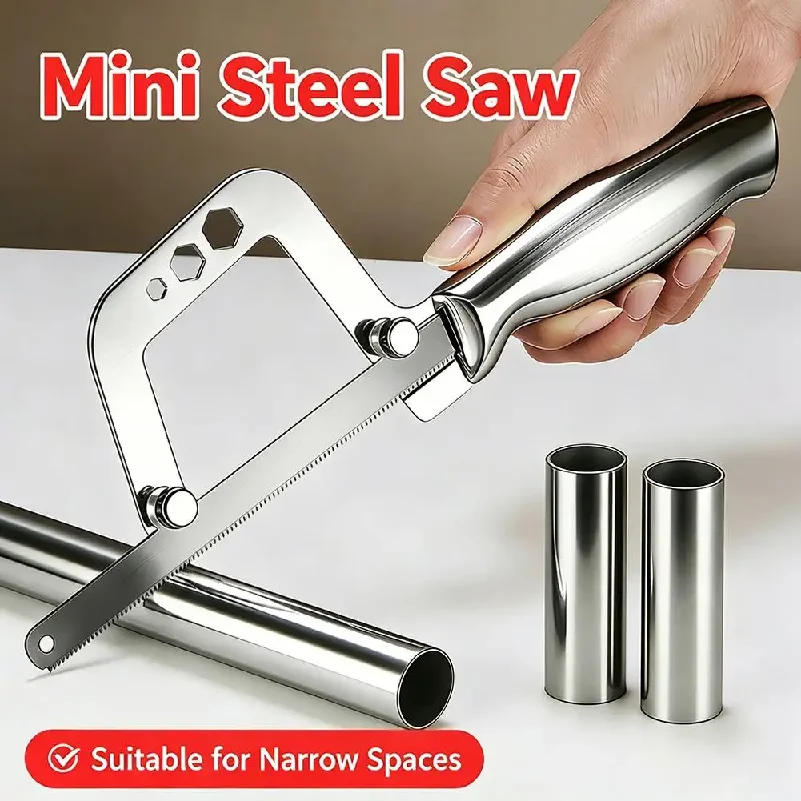 Mini Hacksaw Frame 12 Inch Saw Blade Quick Lock Compact Hand Saw For Household Pipe Wood Plastic DIY Plumbing Repair Hand Tool