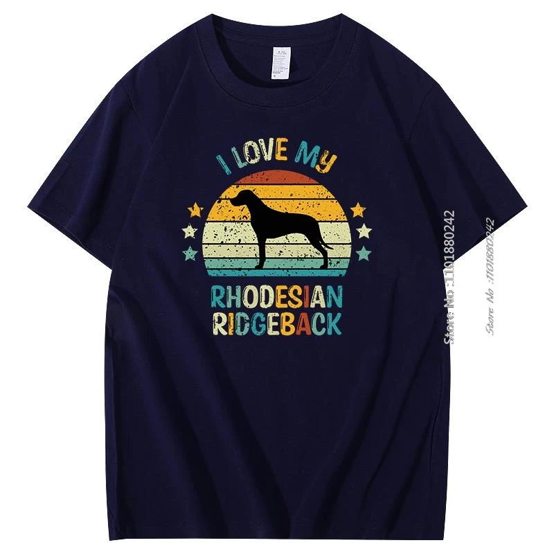 Rhodesian Ridgeback Retro Gifts Dog Mens Print T Shirt Lover Dog Owner Big Size Short Sleeve T Shirt Summer Shirts And T-Shirts