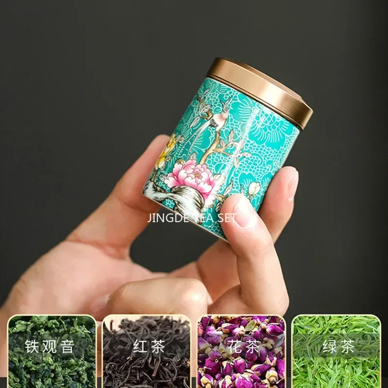 Boutique Ceramic Tea Tins Household Storage Tea Container Kitchen Spice Sealed Tank Travel Portable Coffee Moisture-proof Jar