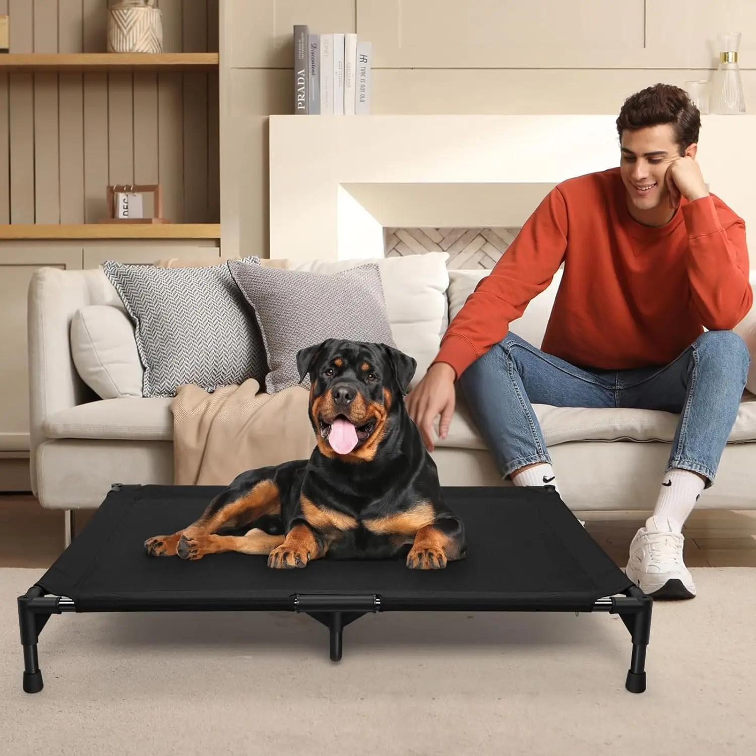 Elevated Cooling Dog Bed – Raised Metal-Frame Pet Cot