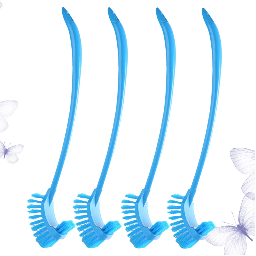 4pcs Long Handle Toilet Brush Toilet Urinal Brush Home Bathroom Hotel Cleaning Accessories for Home Bathroom (Blue)