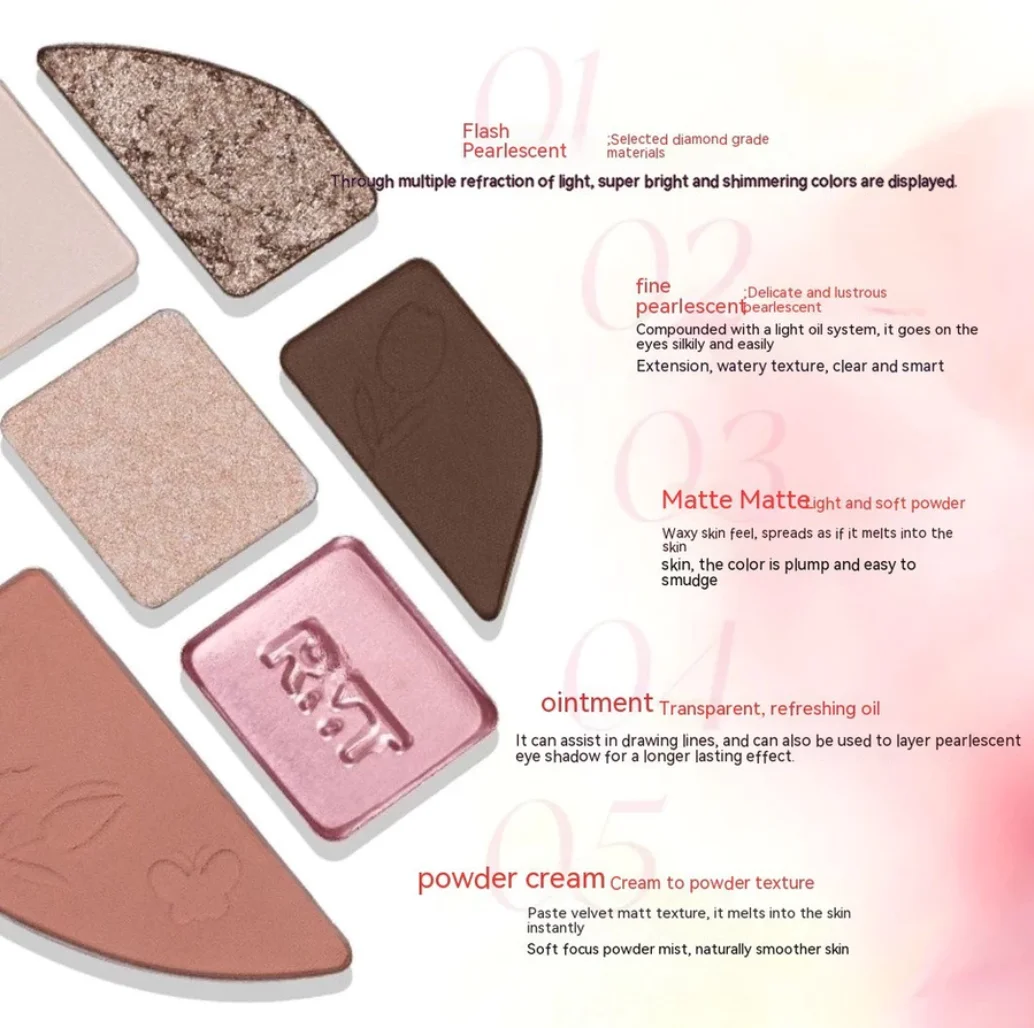 RMT ROMANTIC BEAUTY #Facial Comprehensive Dish Nine Color Eyeshadow Highlight Contour All-Round Blush Makeup Cosmetics