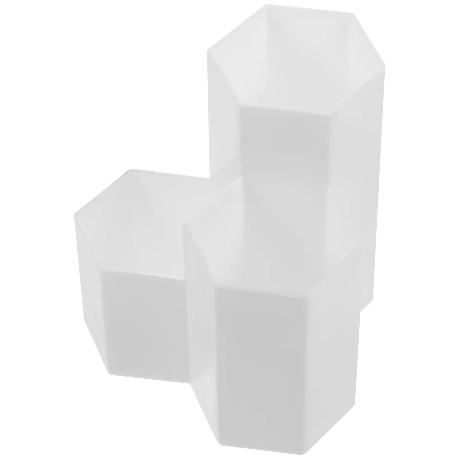

Hexagonal Pen Beige Plastic Desk Organizer Large Capacity Stationery Storage Pencil Pen Box Cup Cosmetics Case